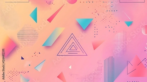 Fototapeta Abstract Geometric Design with Pastel Triangles and Shapes
