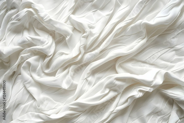 Fototapeta Elegant white silk fabric draped with soft folds, creating a smooth texture and subtle shine