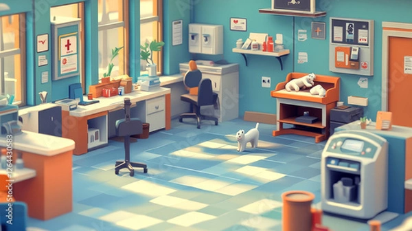 Fototapeta Veterinary clinic interior, vet with furniture