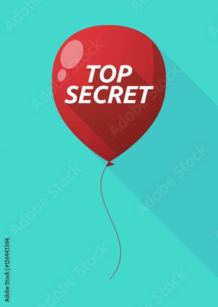 Fototapeta Long shadow balloon with    the text TOP SECRET