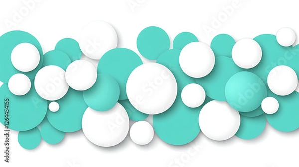 Fototapeta Cascading Circles Abstract Design with White and Teal Accents Modern Graphic Element Background