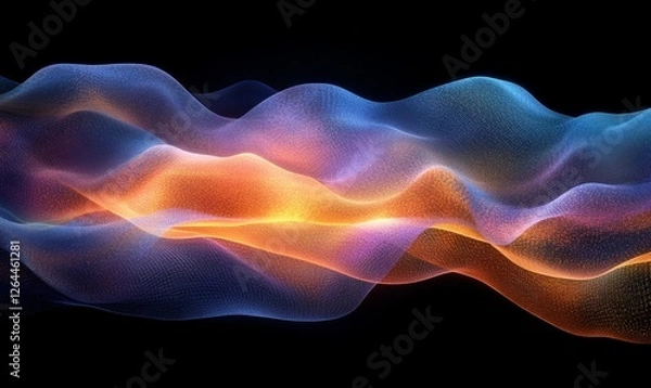 Fototapeta Abstract glowing chaotic layers forming vibrant polygonal grids, Generative AI