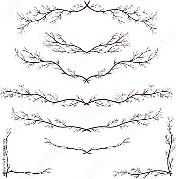 Obraz Vintage set of gothic rustic design elements. Floral vector frames