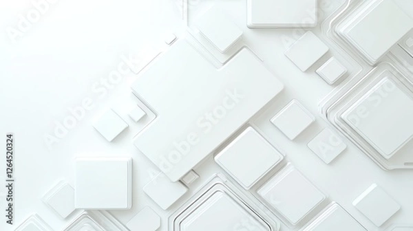 Fototapeta Abstract geometric white 3D background with overlapping square shapes creating a modern and clean design.