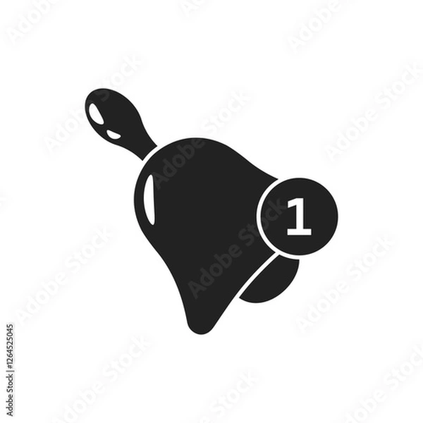Fototapeta Notification bell icon in flat style. Incoming inbox message vector illustration on isolated background. Ringing bell sign business concept.