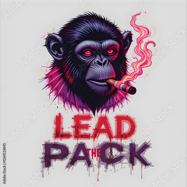 Obraz Hand drawn MONKEY with lettering illustration