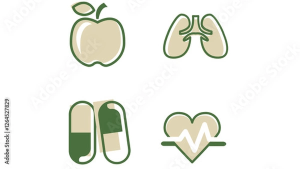 Fototapeta Healthy and fitness exercises vector art icon set