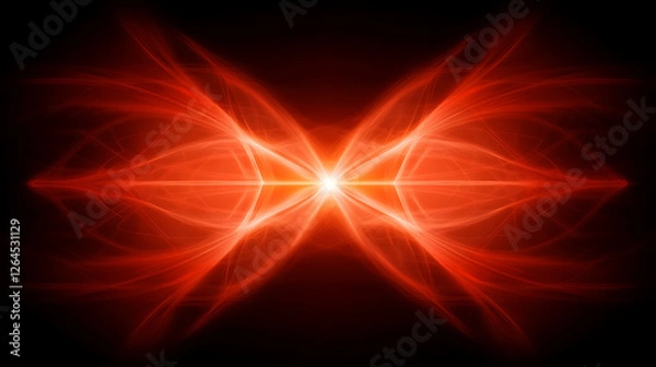 Fototapeta Luminous Red Abstract Power Burst Design Emanating Energy from Central Point on Dark Backdrop