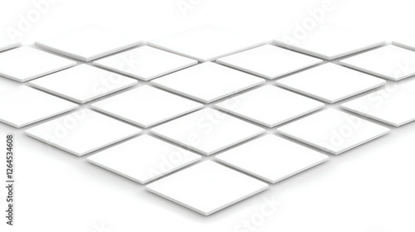 Fototapeta Minimalist White Tiles Arranged in Diamond Pattern Background with Simple Clean Geometric Design