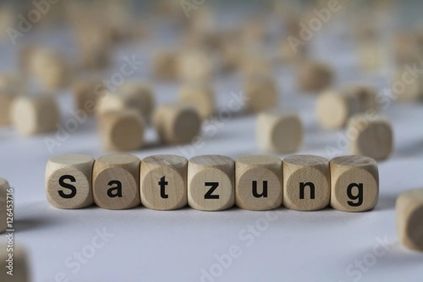 Obraz Satzung - Holzwürfel mit Buchstaben