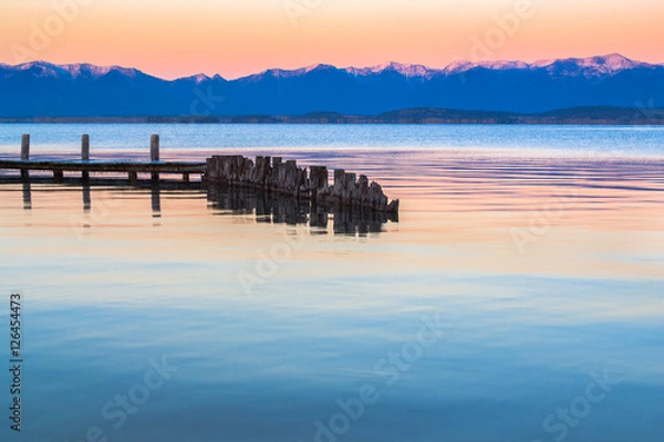 Obraz Flathead Lake Dock o zachodzie słońca