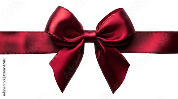 Fototapeta Crimson Elegance: A close-up shot reveals a luxurious crimson bow, its satiny texture catching the light and exuding a sense of sophistication and celebration.
