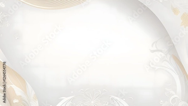 Fototapeta Soft Cream & Vanilla Gradient with Silver Accents vintage background with frame with flowers