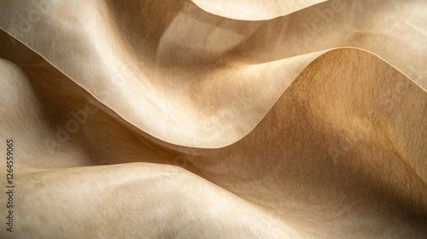 Fototapeta Soft, flowing fabric with gentle waves and natural light creating warm tones and texture