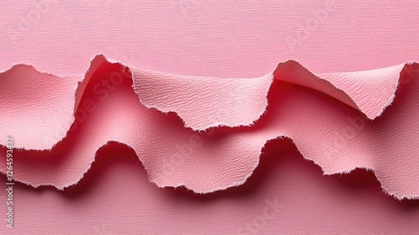 Obraz Close-up of torn pink paper creating a textured wave pattern against a smooth background