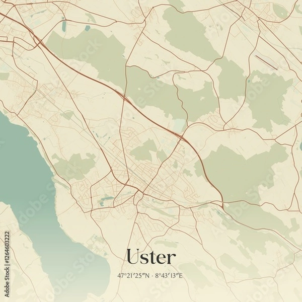 Obraz Vintage map of Uster, Switzerland.