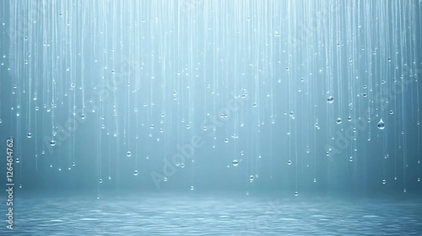 Fototapeta Translucent Water Droplets Falling into a Smooth Water Surface Creating a Serene Visual Effect