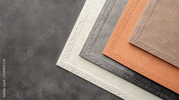 Fototapeta Embossed Leather Samples Displaying Various Colors and Textures