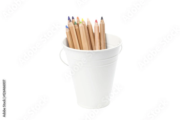 Obraz Colored pencils in a bucket