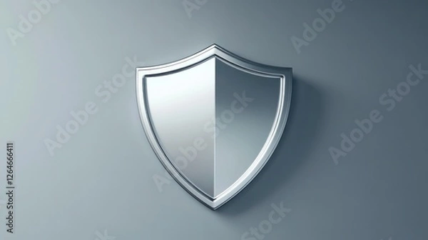Obraz Matte silver 3D shield icon isolated on solid gray background clean and polished