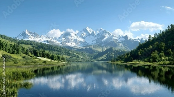 Obraz Serene Mountain Lake Reflection in Summer