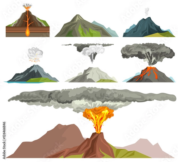 Obraz Ilustracja wektora wulkanu.