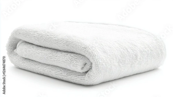 Obraz Soft, fluffy white towel folded neatly. Perfect for a spa-like feel.