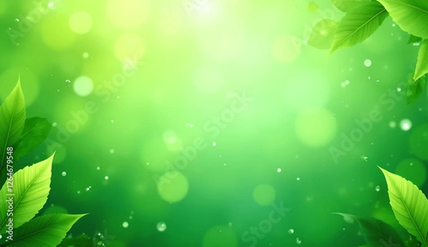 Obraz Nature-Inspired Abstract Background with Leaf Patterns, Green Gradients, and Organic Shapes Representing Sustainability and Eco-Friendly Business Practices