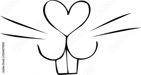 Fototapeta Pet mouth comic cute line doodle drawing. Set lips, noses and whiskers animal characters. Funny heart nose, hand drawn faces. 