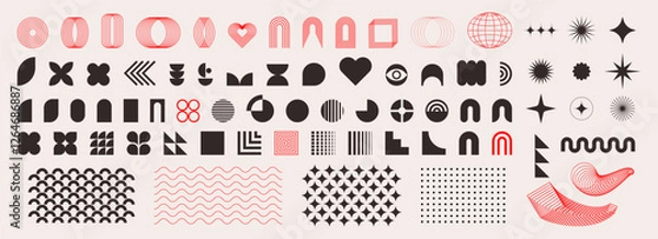 Fototapeta Abstract shapes for background. Geometric element, icon, symbol of retro design. Minimalist style, y2k. Brutal contemporary vector illustration