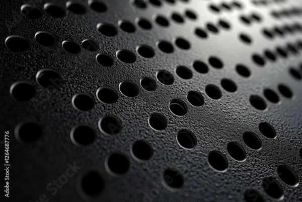 Fototapeta Abstract Texture of Black Surface with Circular Holes and Dimensional Patterns