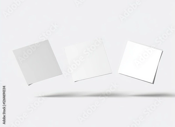 Fototapeta Floating Blank Papers with Shadows