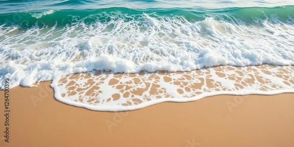 Fototapeta Background circle frame with waves and sand beach tropical theme for announcement sale invitation banner wallpaper digital surface, waves, background, circle frame