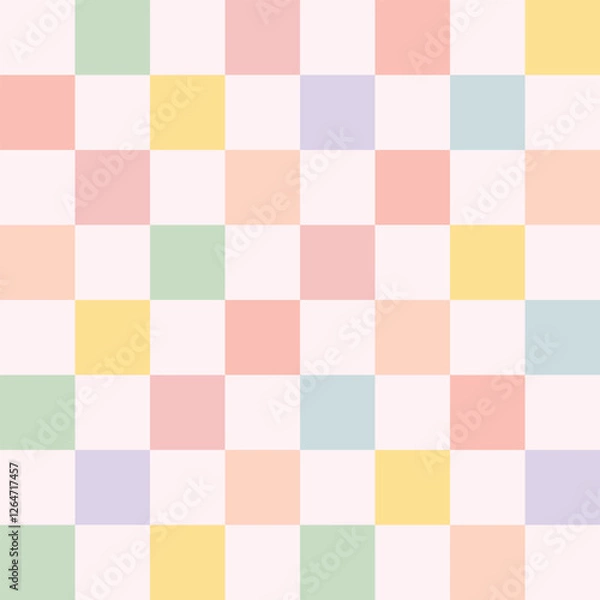 Fototapeta Cute spring seamess pattern checkered pastel backdrop. Beautiful abstract Easter geometric print wallpaper
