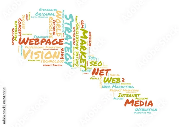 Obraz webpage word cloud shaped as a key