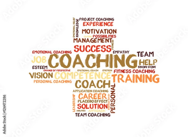 Obraz Coaching word cloud shaped as a cross