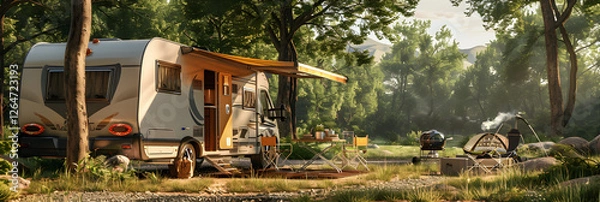 Obraz Embracing Carefree Outdoor Life: A Vivid Exploration of RV Travel Tips and Tricks