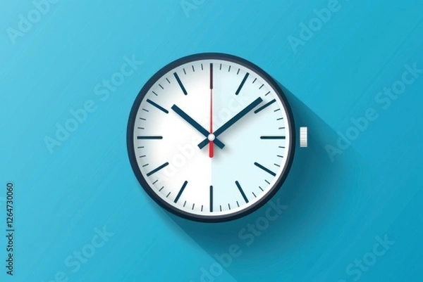 Fototapeta Business clock icon in flat style with a minimalist timer, set against a vibrant blue background