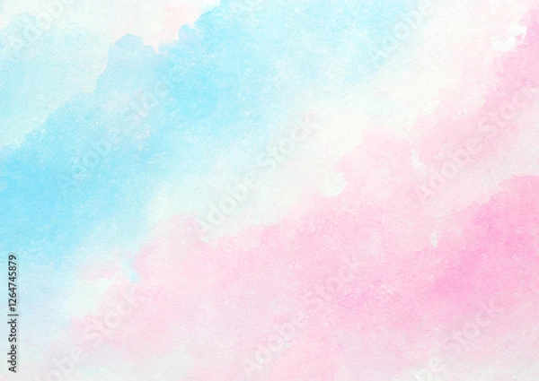 Fototapeta ピンクと水色の和紙水彩背景