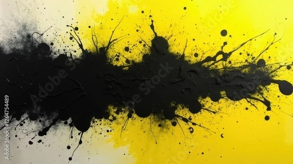 Fototapeta High Contrast Ink Smudge Effect with Neon Yellow Splatter