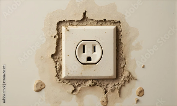 Obraz Damaged Electrical Outlet in Wall