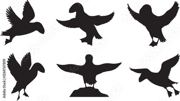 Obraz Puffin silhouettes