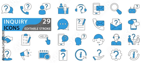 Fototapeta icon set about inquiry in vector. inquiry icon set. set icons about inquiry.  vector illustration.