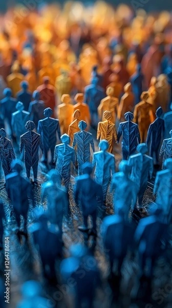 Fototapeta This dynamic image presents colorful paper figures in motion, capturing themes of diversity, unity, and social connection in an innovative and artistic visual representation.