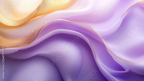 Obraz Luminous flowing shapes. Bright gradients in lilac and honey gold. Swirling curves merging into abstract designs.