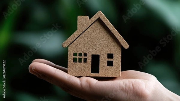 Fototapeta Floating low-energy home open hand sustainable architecture natural environment aesthetic design concept