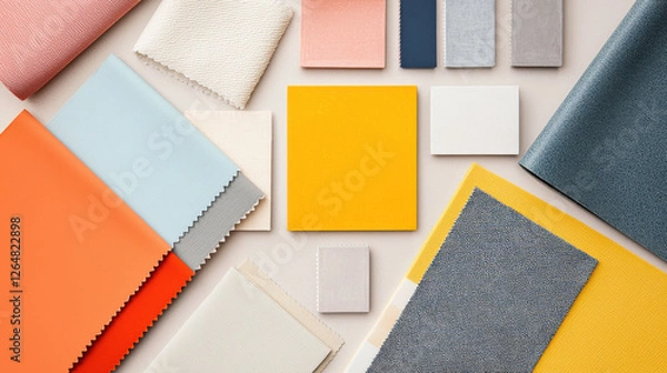 Obraz A vibrant collection of assorted fabric swatches in various colors and textures.