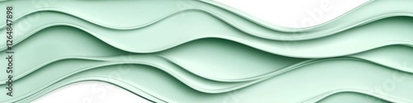 Obraz Seamless, Minimalist Pastel Aqua Wave Texture Pattern, Abstract Background With 3D Low-Profile Style