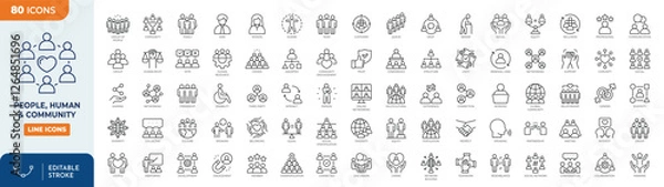 Obraz People & Community line editable icon set. Human Icon set. Containing People, social, diversity, relationships, group, family, human, team, community, and more. Vector illustartion