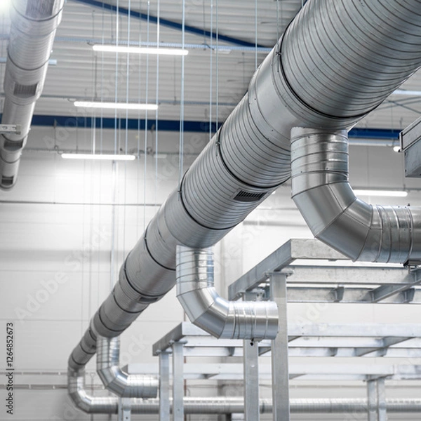 Obraz modern ventilation system for large industrial areas - comfort and air quality in industry